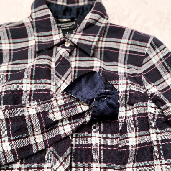 American Eagle Blue Button Up Plaid Shirt - Picture 3 of 8